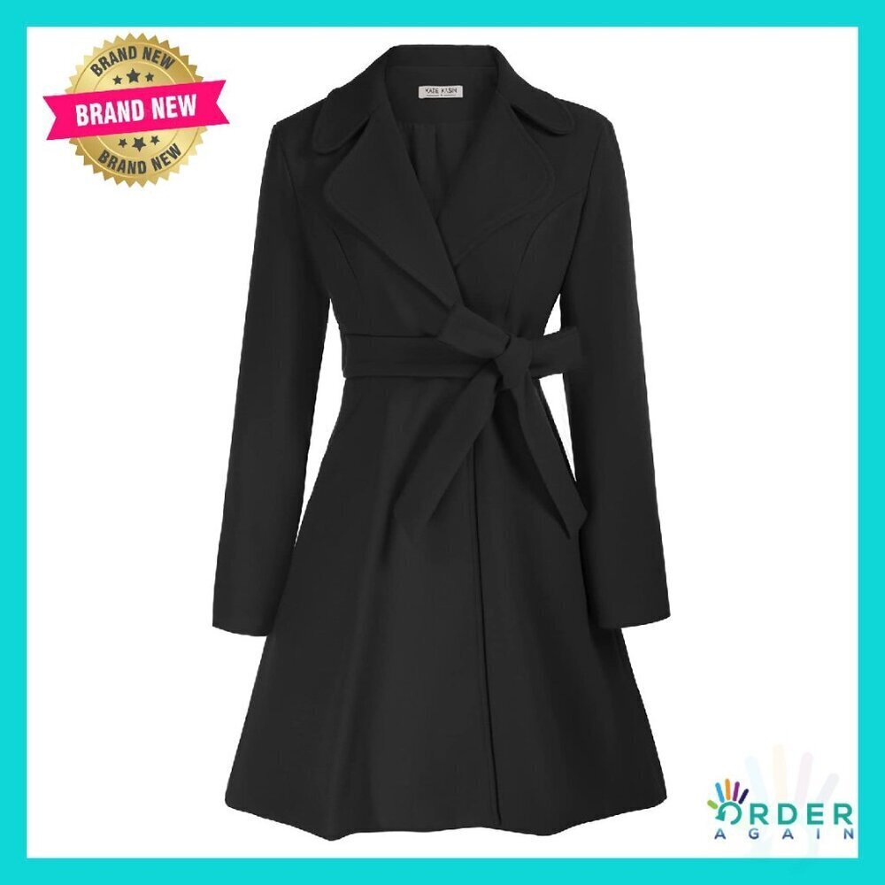 A-Line Peacoat Dress Coat Belted Notch Lapel Elegant Classic Trench